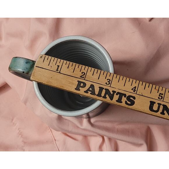 Terracotta Art Pottery Sea Green Mug with White Sea Serpent Swirl - Picture 8 of 8